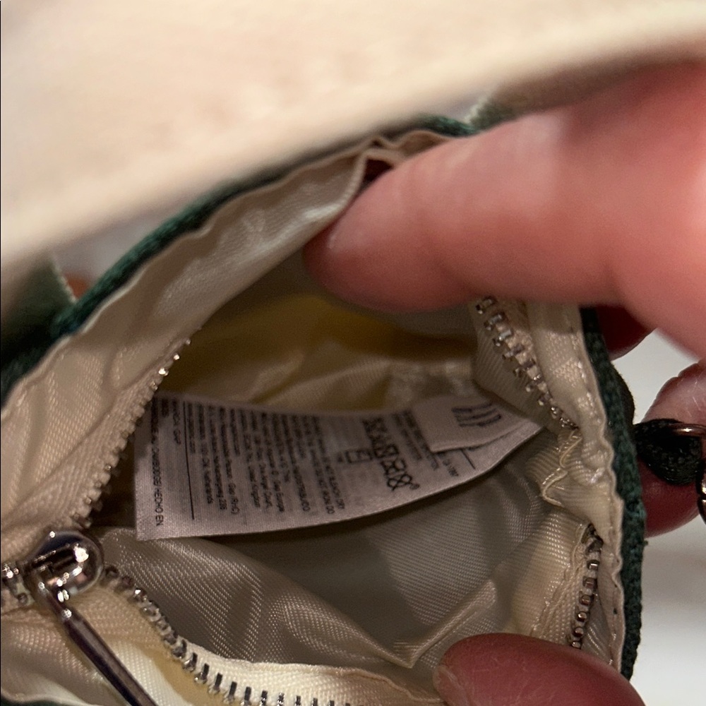 GAP Mini Tote Bag Charm Green & Cream Zipper Coin Pouch Keychain - Picture 5 of 7